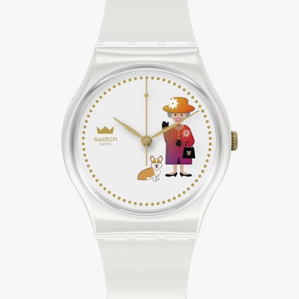 Swatch White and Gold Watch with Royal Design